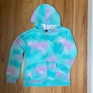 Tie Dye Aqua Purple Zip Hoodie